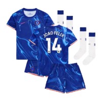 Echipament fotbal Chelsea Joao Felix #14 Tricou Acasa 2024-25 pentru copii maneca scurta (+ Pantaloni scurti)